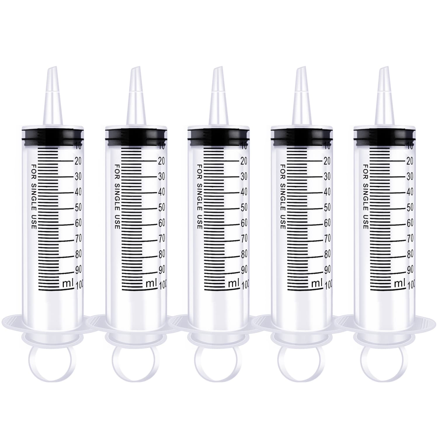 5Packs 100ml Syringe For Industrial, Scientific, Measuring, Watering, Pet Feeding, Liquid Refilling And Dispensing