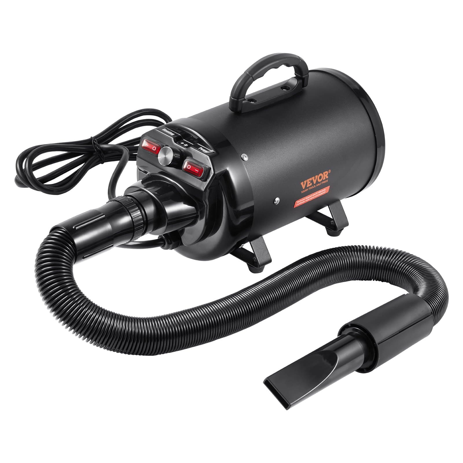 Dog Dryer, 2800W/4.3HP Dog Blow Dryer, Pet Grooming Dryer With Adjustable Speed And Temperature Control, Pet Hair Dryer With 4 Nozzles And Extendable Hose, Black