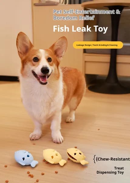 Fish-Shaped Dog Treat Dispenser Toy-Food-Grade Silicone Slow Feeder For Boredom Relief, Self-Entertainment & Pet Interaction - Durable Chew Toy With Treat Leakage Design, Teeth Cleaning Surface