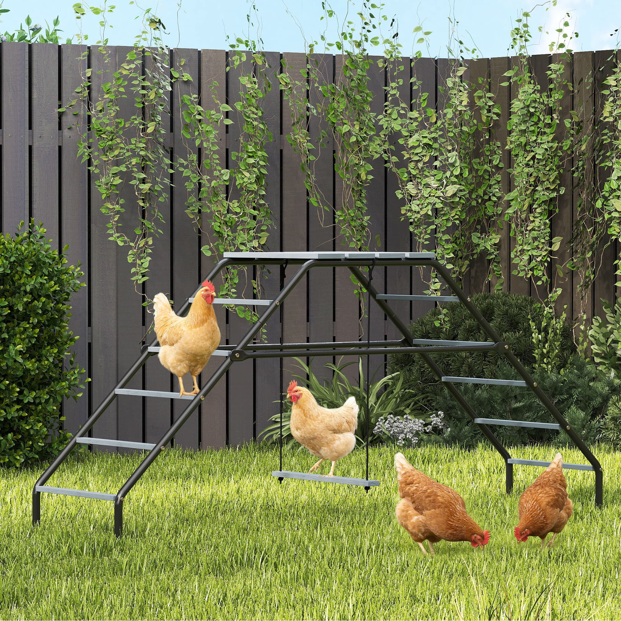  Chicken Coop Perches with Adjustable Swing, 10 Roosting Bars, for Backyard, Farm