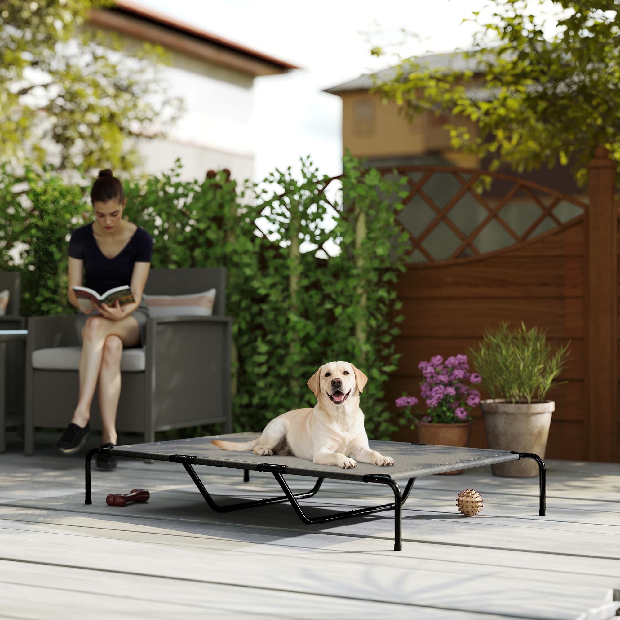  Elevated Dog Bed for Large Breeds Gray 60"L