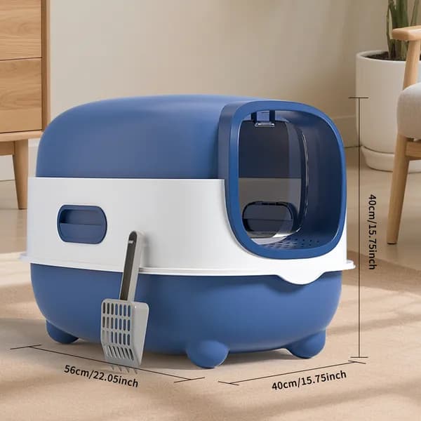 E Classic Blue Cat Litter Box - Simple And Practical, Large Space, High Cost Effective Choice