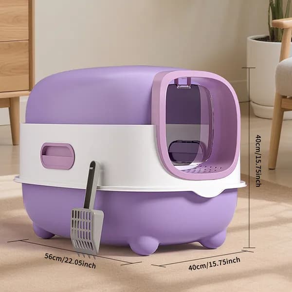 E Classic Purple Cat Litter Box - Simple And Practical, Large Space, High Cost Effective Choice