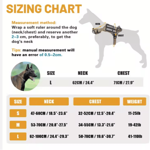 USLOCAL Tactical Service Dog Harness With Control Handle No Pulling Adjustable Reflective Pet Vest Harness Easy Walking Training