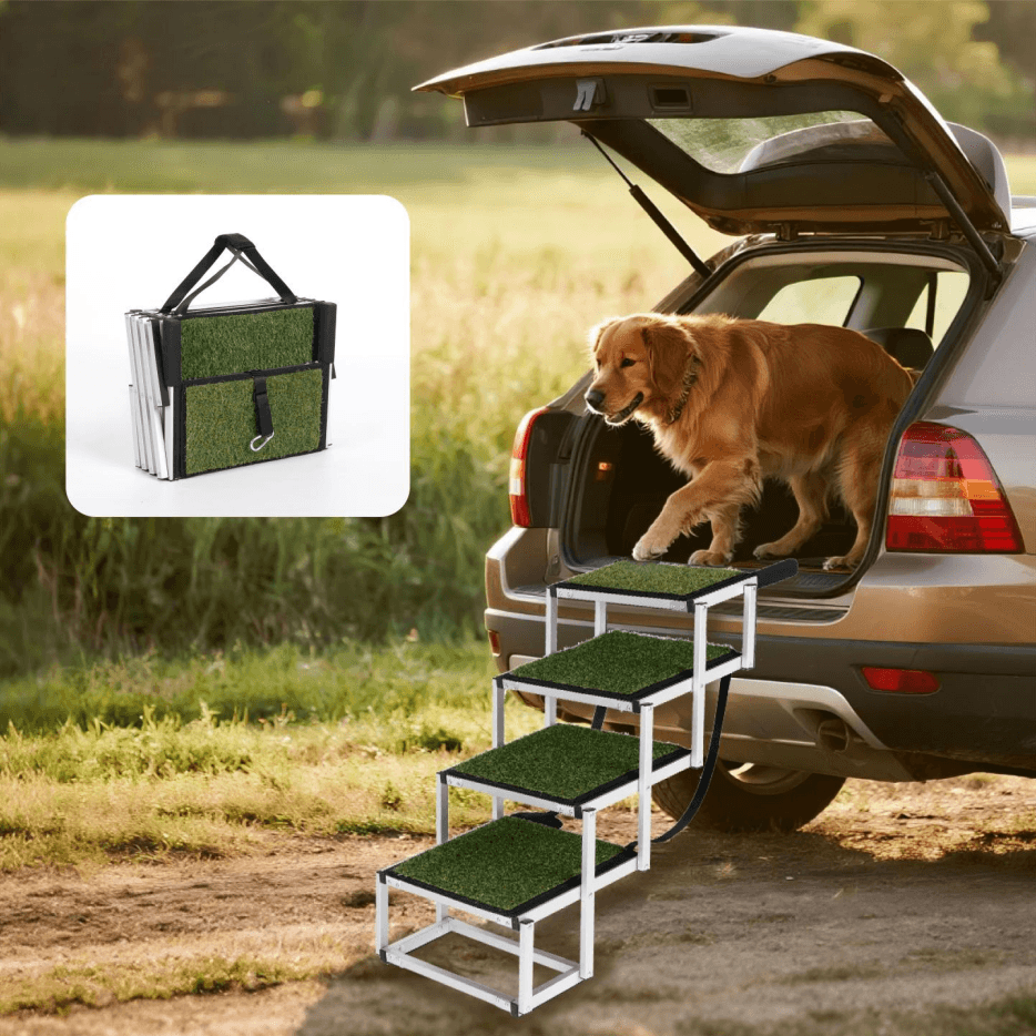 Foldable Dog Ramp For Cars, SUVs, Trucks, Portable Pet Dog Stairs For Large Dogs With Non-Slip Surface & Reinforced Design, Lightweight Yet Sturdy Supports Up To 250lbs