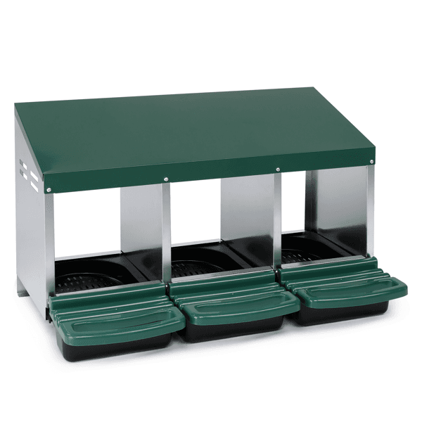 3 Compartment Roll Out Chicken Nesting Box With Plastic Basket, Egg Nest Box Chicken Laying Box Hens Chicken Coop Box, Green