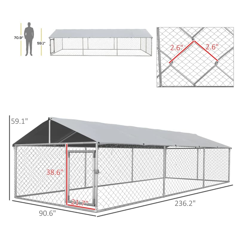 Outdoor Dog Kennel For Large-Sized Dogs With Waterproof UV Resistant Roof, SilverMultiple Packages Shipped. Please Pay Attention To The Dimensions And Weight In The Details.