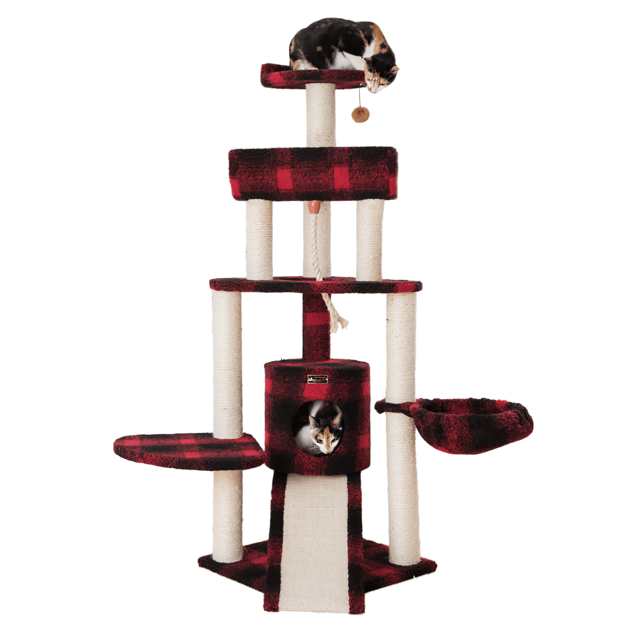 Armarkat Real Wood Spacious Thick Fur Cat Tower W Lounge