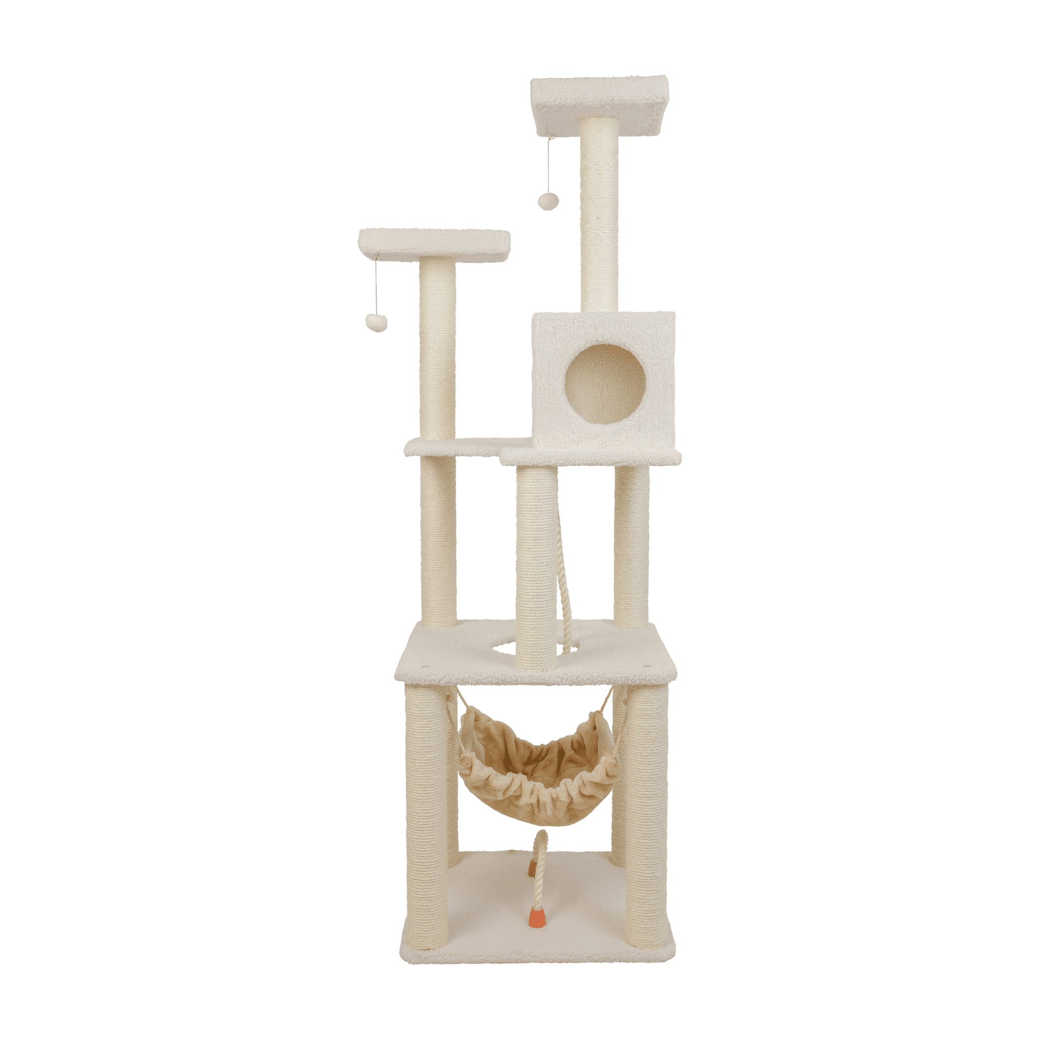 Real Wood B7301 Classic Ivory Cat Tree, 4 Levels With Rope