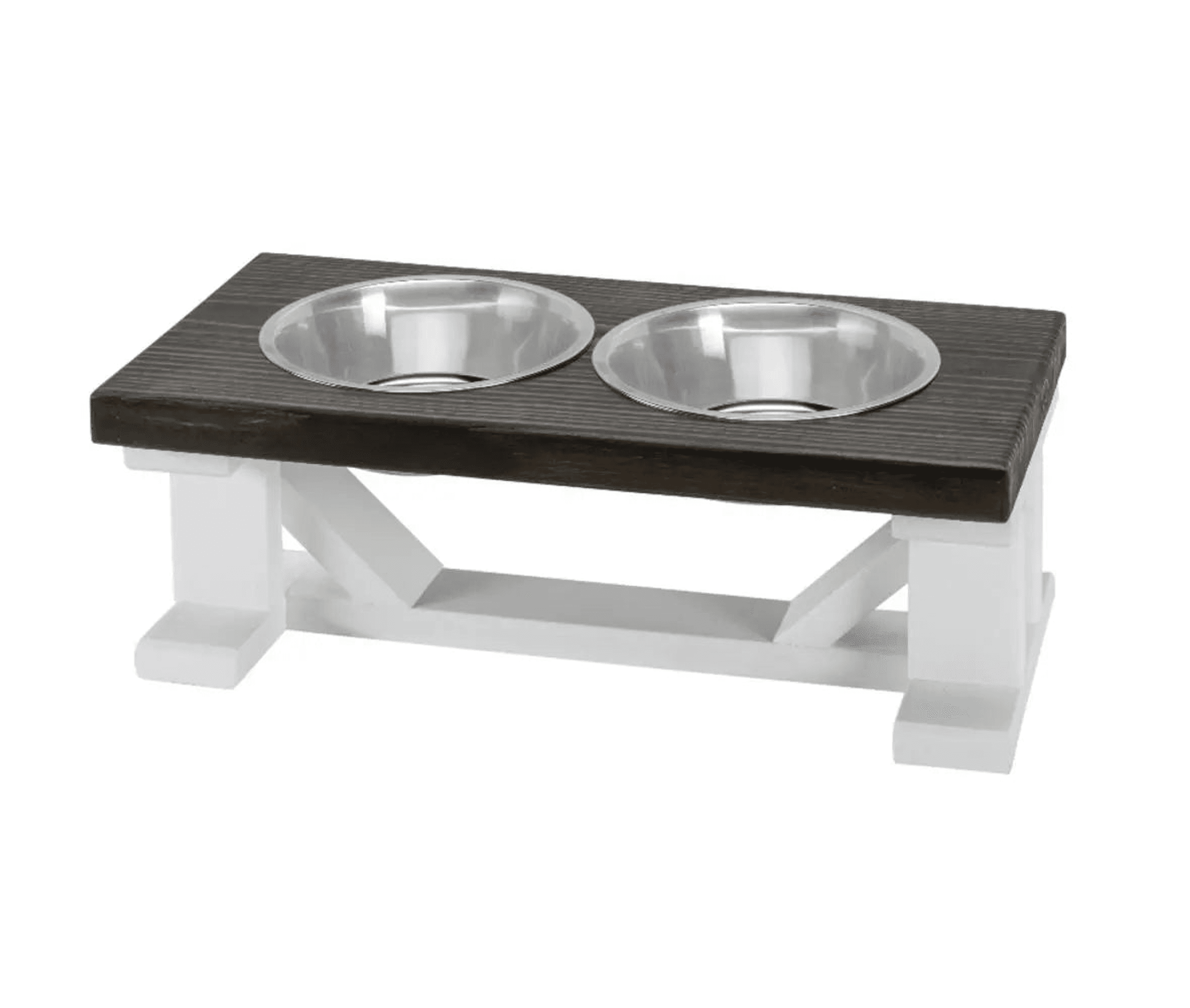 Farmhouse 2-Bowl Elevated Dog Feeder Ebony Medium, White Base