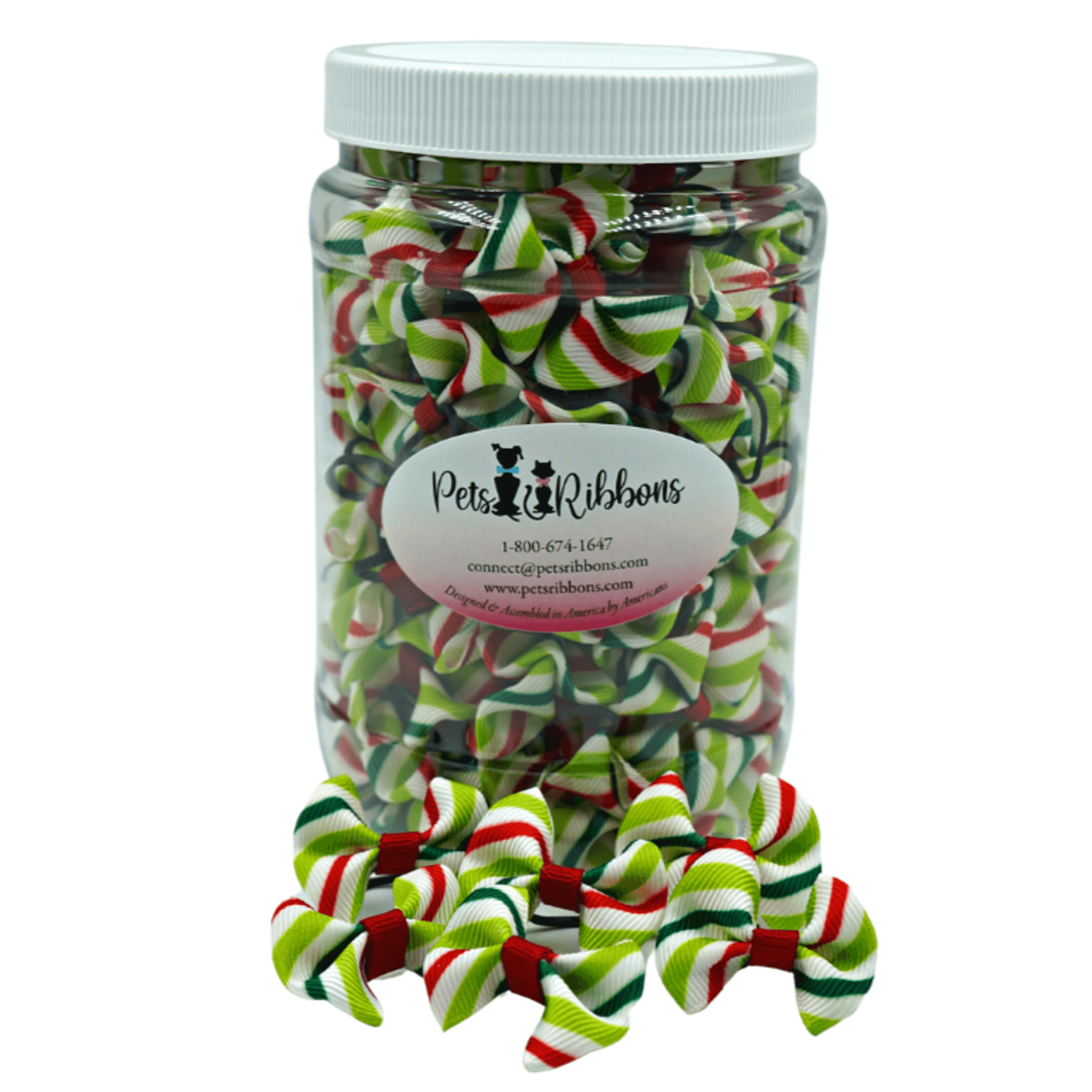 GG110CS | 50-100 Christmas candy stripe 1" dog cat bows|Pets Ribbons