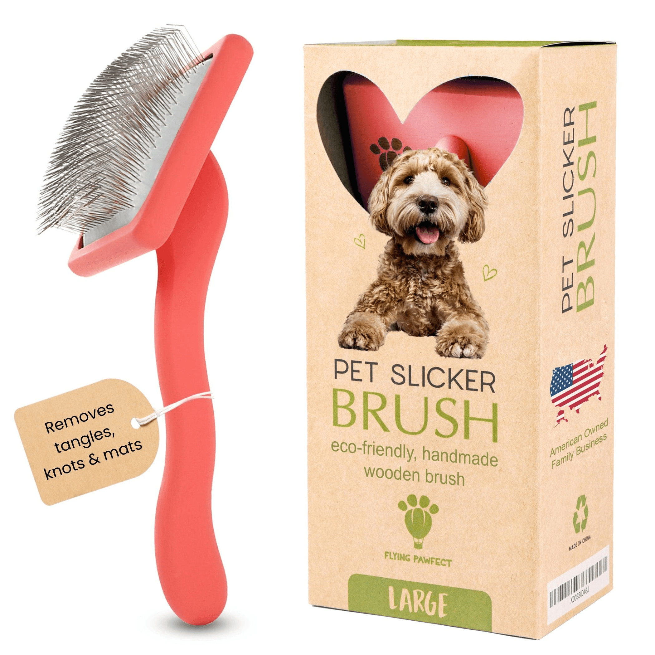 Flat Coral Large Pet Slicker Brush
