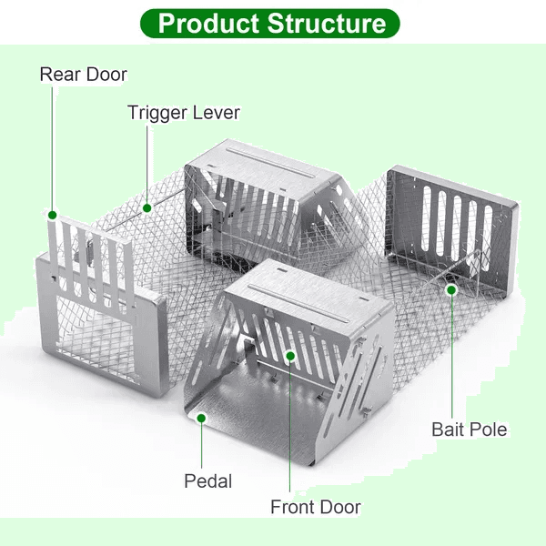 Automatic Continuous Rat Trap Single Door Mouse Cage Humane Live Animal Trap Cage Indoor Outdoor For Small Rodents Mice Voles