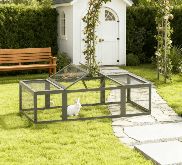 Large Wooden Rabbit Hutch Habitat Enclosure