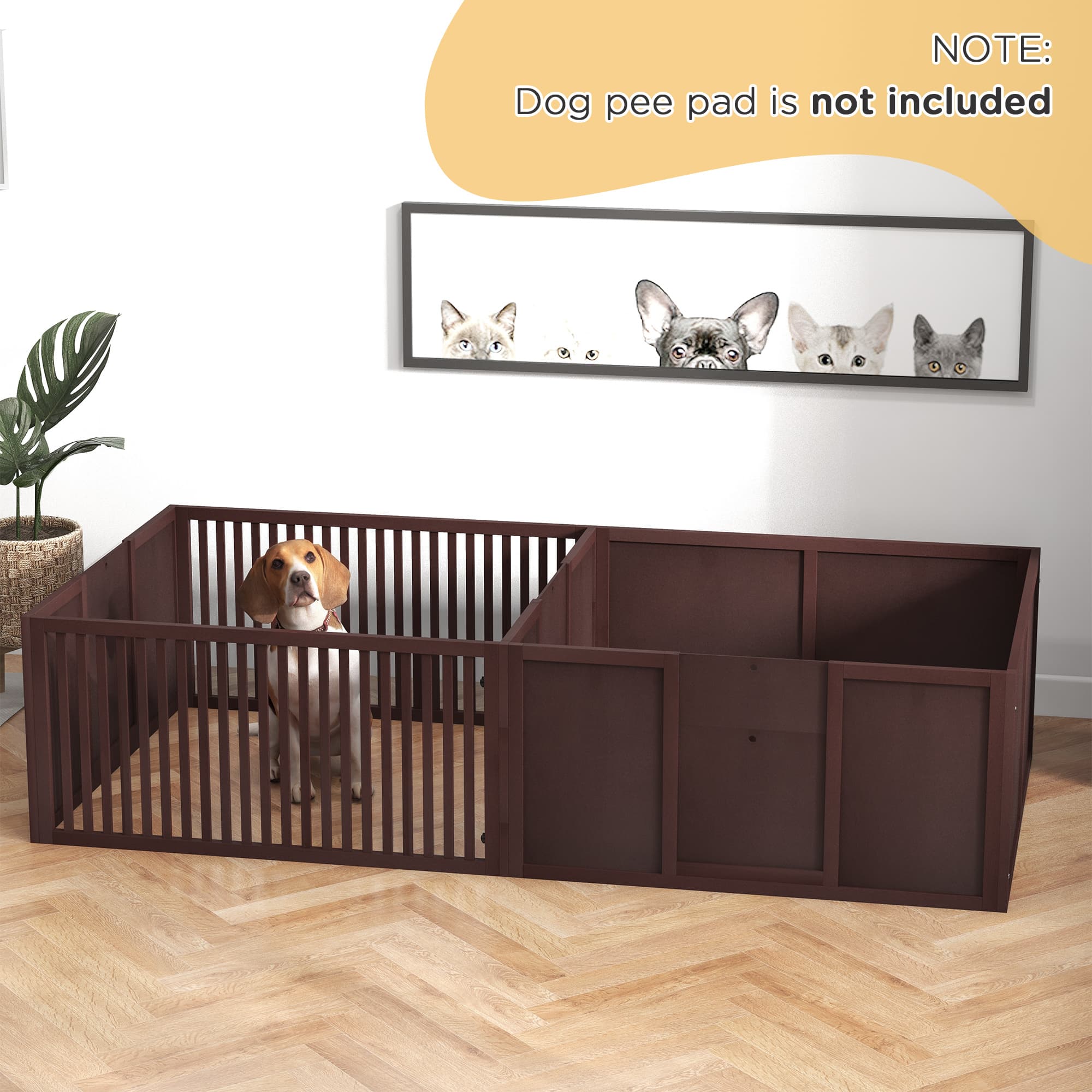 Whelping Box for Dogs Built for Mother’s Comfort, Dog Whelping Pen with Removable Doors, Puppy Playpen for Indoors, Newborn Puppy Supplies & Essentials, 81" x 39" x 20", Coffee