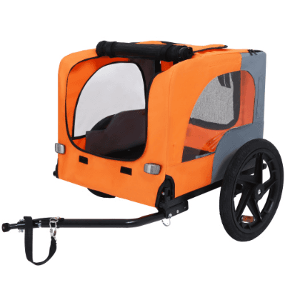 Utdoor Heavy Duty Collapsible Pet Bike Trailer With 16-Inch All Terrain Wheels & Universal Hitch Foldable Dog Cargo Carrier Cart For Bicycles